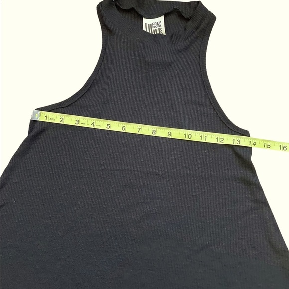 Free People Black Ribbed Mock Neck Razorback Flare Bottom Tank - Picture 3 of 7